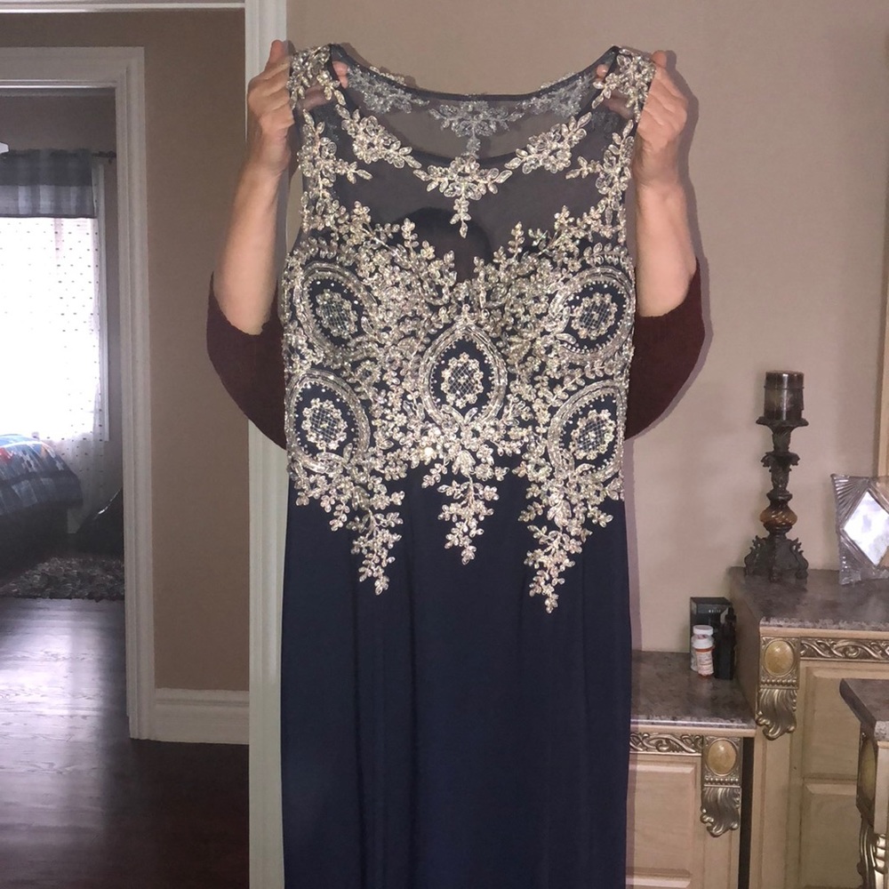Roal Blue Dress with Gold